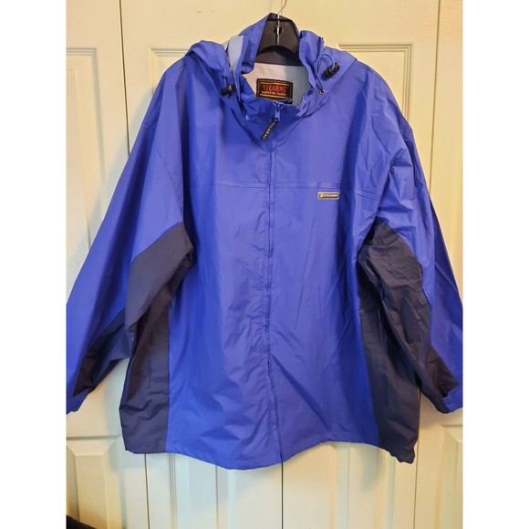 Stearns Other - Stearns Dry Wear Rain Jacket Mens XXL Blue Black Vent Hood Boating Zipper PVC